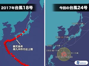 台風24号の進路予想